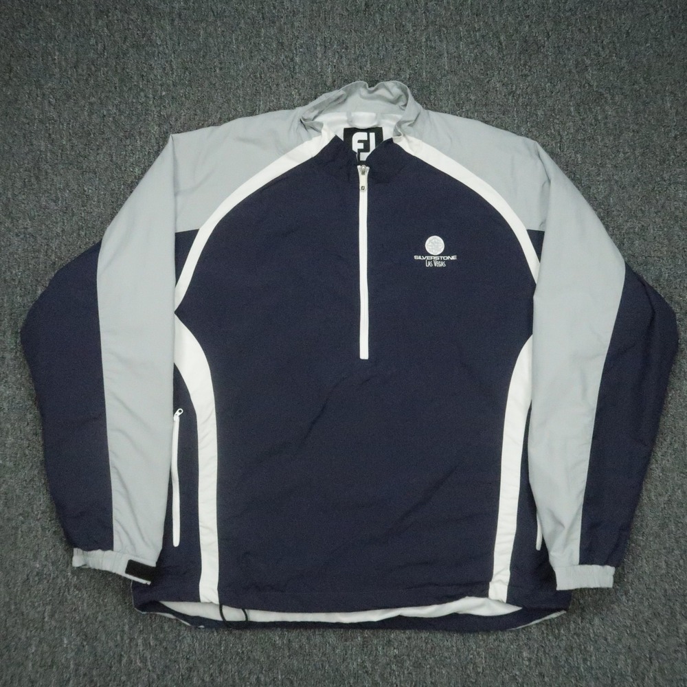 FootJoy Pullover Mens XL Blue Gray Quarter Zip Windbreaker Silverstone Las Vegas